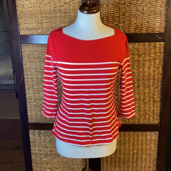 a.n.d e a w y red medium 3/4 sleeve shirt - Picture 1 of 9